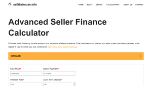 Screenshot of Advanced Seller Finance Calculator - SellTheHouse.info