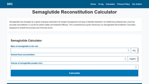 Screenshot of Semaglutide Reconstitution Calculator | Trusted by Medical Experts