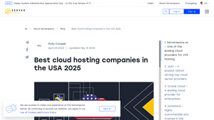 Screenshot of Best cloud hosting companies in the USA 2025 - Serverspace.us