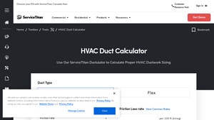 Screenshot of HVAC Duct Calculator - ServiceTitan