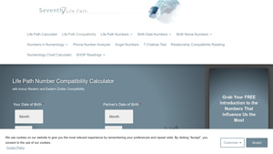 Screenshot of Life Path Number Compatibility Calculator Numerology