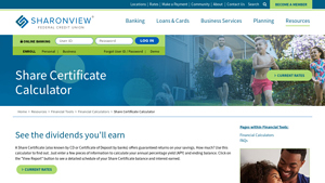 Screenshot of Share Certificate Calculator | Sharonview Federal Credit Union