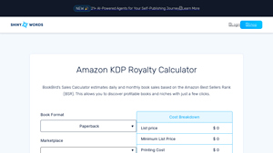 Screenshot of Amazon KDP Royalty Calculator - ShinyWords