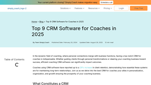 Screenshot of Top 8 CRM Software for Coaches in 2025 - Simply.Coach