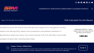 Screenshot of FOV Calculator for Sim Racers - SIMRACINGCOCKPIT.GG