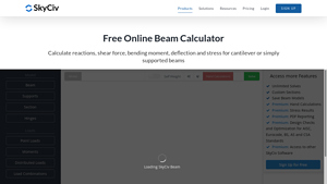 Screenshot of Free Online Beam Calculator | Reactions, Shear Force, etc - SkyCiv