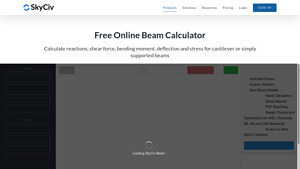 Screenshot of Free Online Beam Calculator | Reactions, Shear Force, etc - SkyCiv