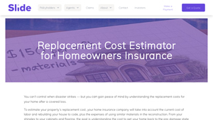 Screenshot of Replacement Cost Estimator for Homeowners Insurance