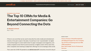 Screenshot of The Top 10 CRMs for Media & Entertainment Companies - Smith.ai