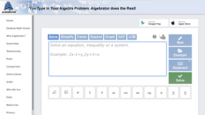 Screenshot of Solve - Literal equations calculator - Algebrator