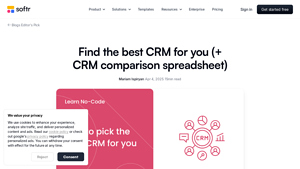 Screenshot of Find the best CRM for you (+ CRM comparison spreadsheet) - Softr