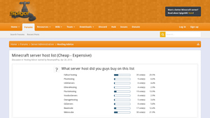 Screenshot of Minecraft server host list (Cheap - Expensive) | SpigotMC - SpigotMC