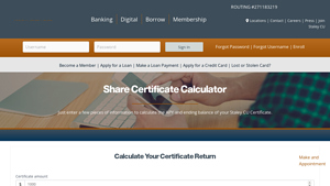 Screenshot of Share Certificate Calculator - Staley Credit Union