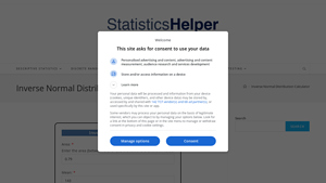 Screenshot of Inverse Normal Distribution Calculator - Statistics Helper