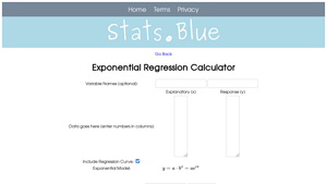 Screenshot of Exponential Regression Calculator - Stats.Blue