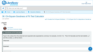 Screenshot of 36: Chi-Square Goodness of Fit Test Calculator - Statistics LibreTexts
