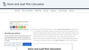 Screenshot of Stem and Leaf Plot Calculator: Home