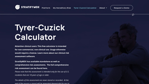 Screenshot of Tyrer-Cuzick Calculator - StratifyMDX