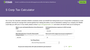 Screenshot of S Corp Tax Calculator - Student Loan Planner