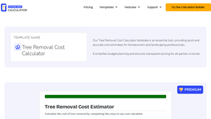 Screenshot of Tree Removal Cost Calculator Template