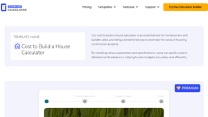 Screenshot of Cost to Build a House Calculator