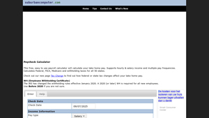 Screenshot of Paycheck Calculator - Suburban Computer Services