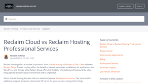 Screenshot of Reclaim Cloud vs Reclaim Hosting Professional Services