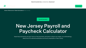 Screenshot of New Jersey Payroll and Paycheck Calculator - SurePayroll