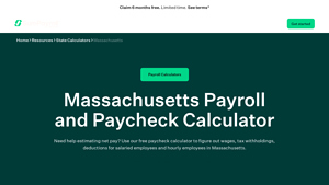 Screenshot of Massachusetts Payroll and Paycheck Calculator - SurePayroll