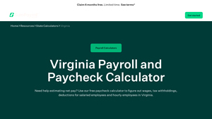 Screenshot of Virginia Payroll and Paycheck Calculator - SurePayroll