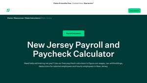 Screenshot of New Jersey Payroll and Paycheck Calculator - SurePayroll