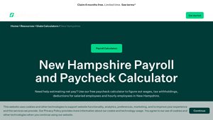Screenshot of New Hampshire Payroll and Paycheck Calculator - SurePayroll