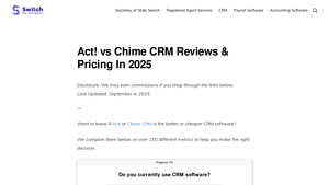 Screenshot of Act! vs Chime CRM Reviews & Pricing In 2025 - Switch On Business