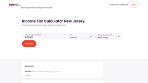 Screenshot of Income tax calculator 2025 - New Jersey - salary after tax - Talent.com