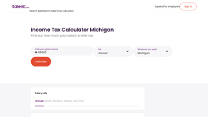 Screenshot of Income tax calculator 2025 - Michigan - salary after tax - Talent.com