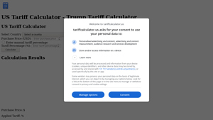 Screenshot of US Tariff Calculator - Trump Tariff Calculator