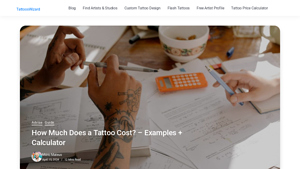 Screenshot of How Much Does a Tattoo Cost? - Examples + Calculator