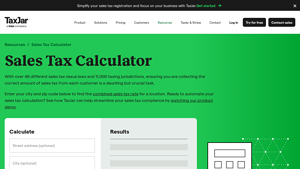 Screenshot of Sales Tax Calculator - TaxJar