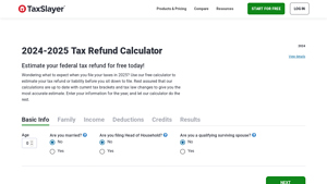 Screenshot of Tax Calculator: Free Tax Refund Estimator for 2024-2025