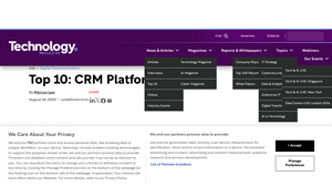 Screenshot of Top 10: CRM Platforms | Technology Magazine