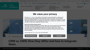 Screenshot of CRM vs. CMS: How they differ and how to integrate them - TechTarget