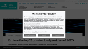 Screenshot of Explore the top 12 private cloud providers of 2025 - TechTarget
