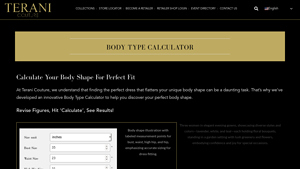 Screenshot of Body Type Calculator - Terani Couture