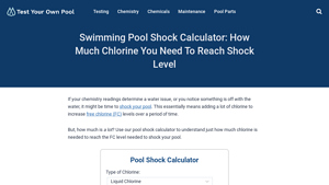 Screenshot of Pool Shock Calculator: How Much Chlorine is Needed