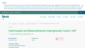 Screenshot of Clotrimazole and Betamethasone Dipropionate Cream, USP - USA