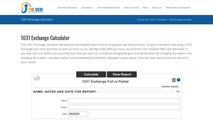 Screenshot of 1031 Exchange Calculator - The 1031 Investor