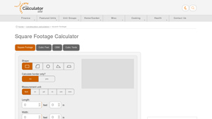 Screenshot of Square Footage - The Calculator Site