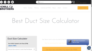 Screenshot of Best Duct Size Calculator for Efficient HVAC | The Chill Brothers