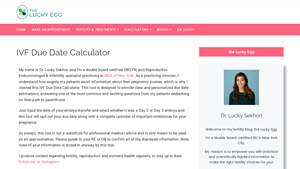 Screenshot of IVF Due Date Calculator - the Lucky Egg