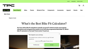 Screenshot of What's the Best Bike Fit Calculator? - The Pro's Closet